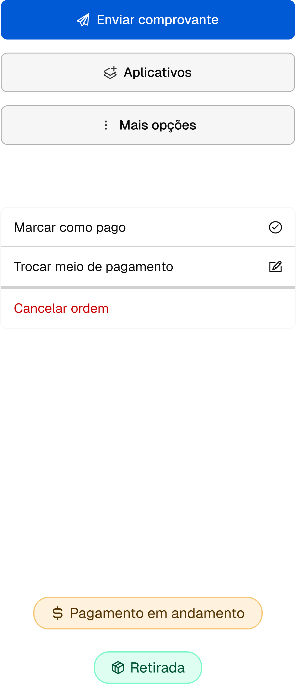 Nuvemshop — elementos de UI mobile