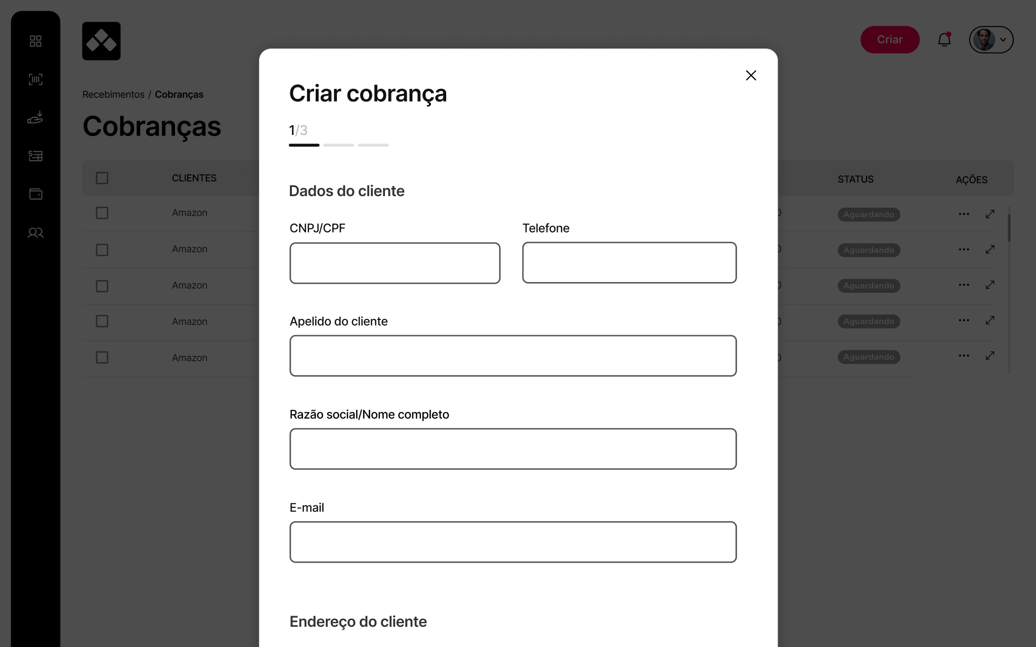 BHub — add client form: document, contact and address details